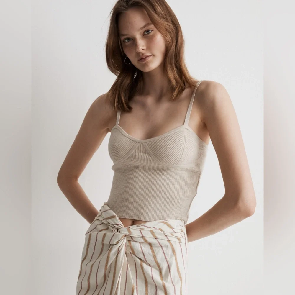 NWT Madewell Twist-Front Sarong Midi Skirt in Stripe - 0